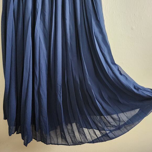 NEW Lulus Splendid Charisma Navy Ruffled Pleated One Shoulder Midi Dress - Picture 7 of 16